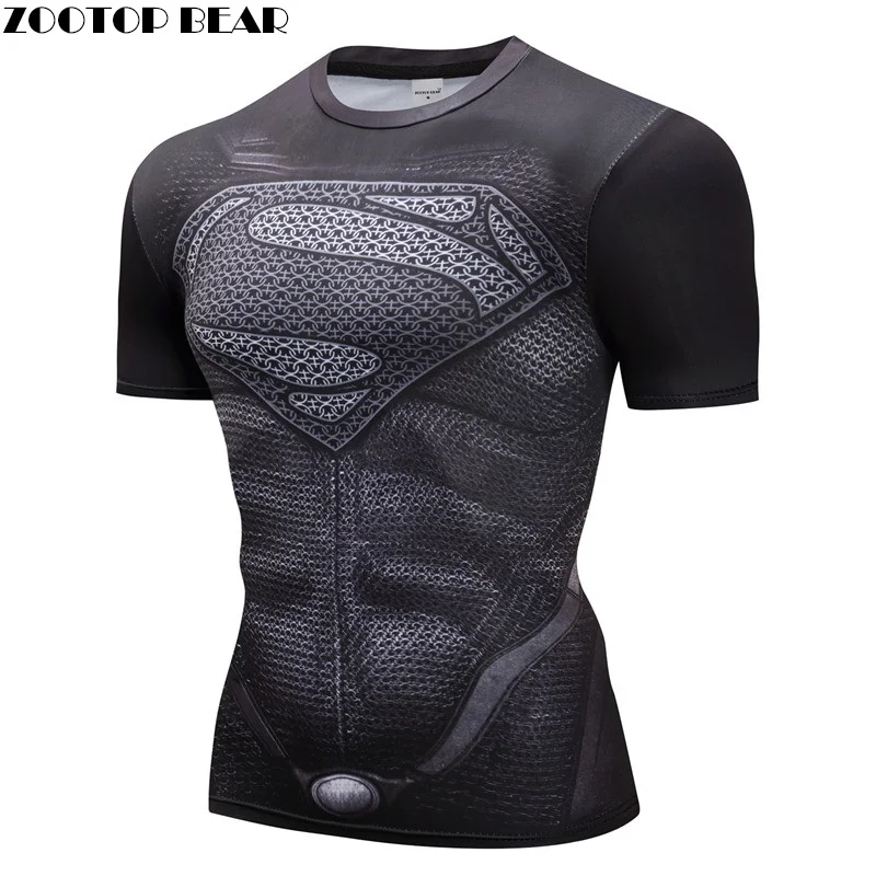 

Superman Tshirts Men Compression Shirts Batman Tops The Flash T-shirts Fitness Mens Tees Bodybuilding camiseta rashguard