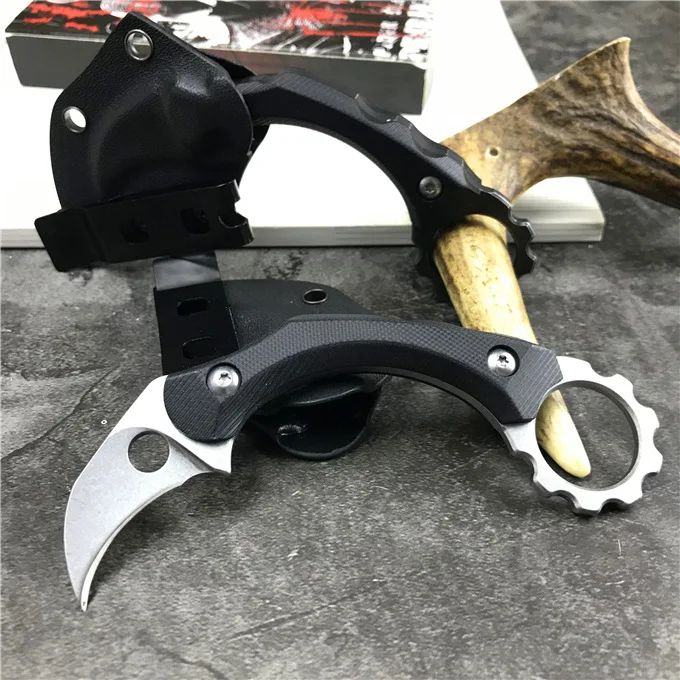 TRSKT Karambit нож практика шеи, 9cr18Mov лезвие с K оболочкой, 60Hrc охотничий открытый инструмент походные ножи рыболовные инструменты - Цвет: Белый