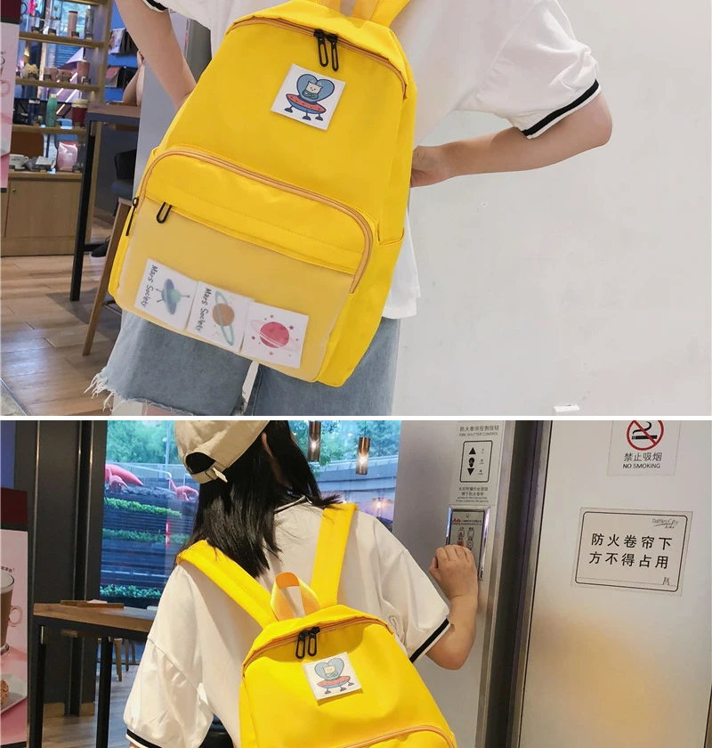 DCIMOR Waterproof nylon Women Backpack Female Transparent Front-pocket Travel Backpack Detachable student schoolbag book Mochila