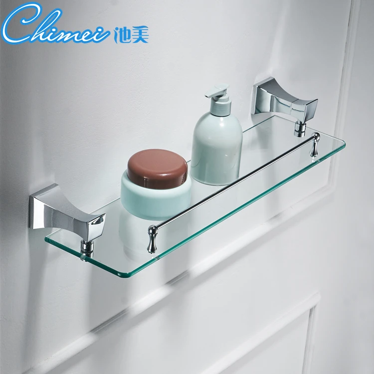 Modern European style Bathroom Copper Single layer Glass Shelves