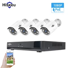 Hiseeu 4CH 1080P 48V POE NVR Kit CCTV System 2MP Outdoor IP66 Metal IP Camera waterproof P2P Home Security Surveillance Kit