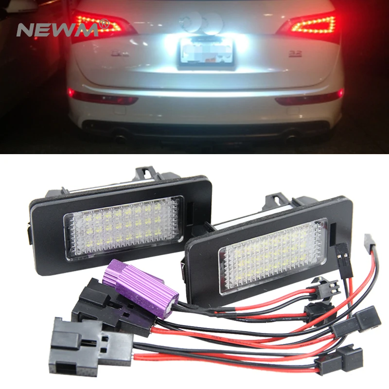 

2Pcs Error Free 18SMD Car LED Number License Plate Light lamp OEM replacement for Audi A4 B8 A5 Q5 S5 TT S4 Quattro