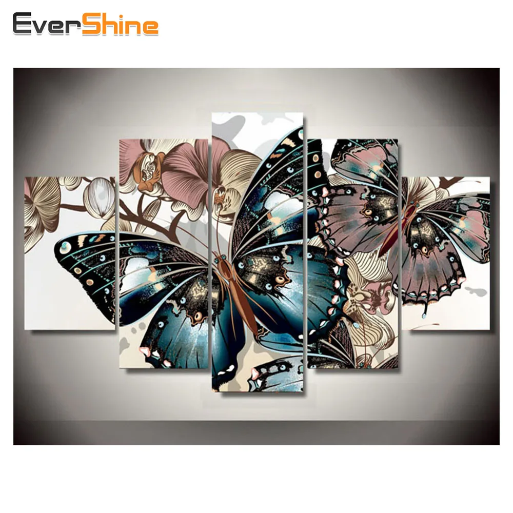 Evershine 5D DIY полный квадратный алмаз Вышивка Бабочка Multi-изображение Комбинации животных крестом Наборы мозаичный Декор