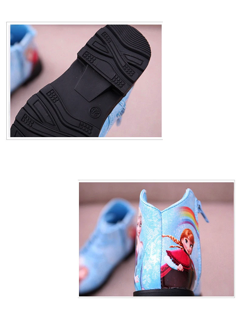 Осенне-зимние ботинки для девочек; модные детские ботинки; обувь для малышей; Детские ботильоны с Эльзой и Анной; тонкие бархатные ботинки для принцесс от 3 до 12 лет