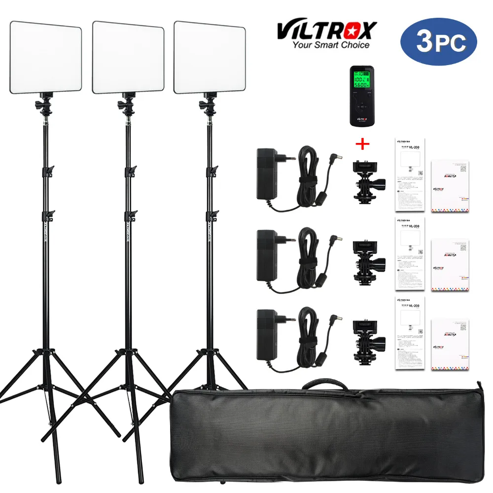 Remoto sem Fio Suporte de Luz para Estúdio de Tiro Kit de Iluminação de Painel de Luz de Vídeo + 75 Vilrox Pces Vl-200t Bi-color Pode Ser Escurecido Led 3 – 2