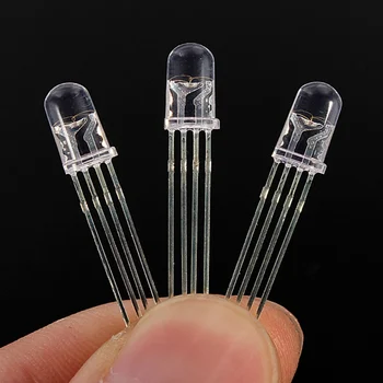 

10pcs RGB LED Diodes 5mm Common Cathode 4 Pin Tri Color Emitting Diodes Transparent LED Light Bulb Lamp DIY Lighting