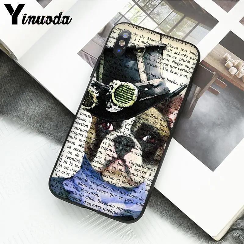 Book newspaper background Cute French Bulldog