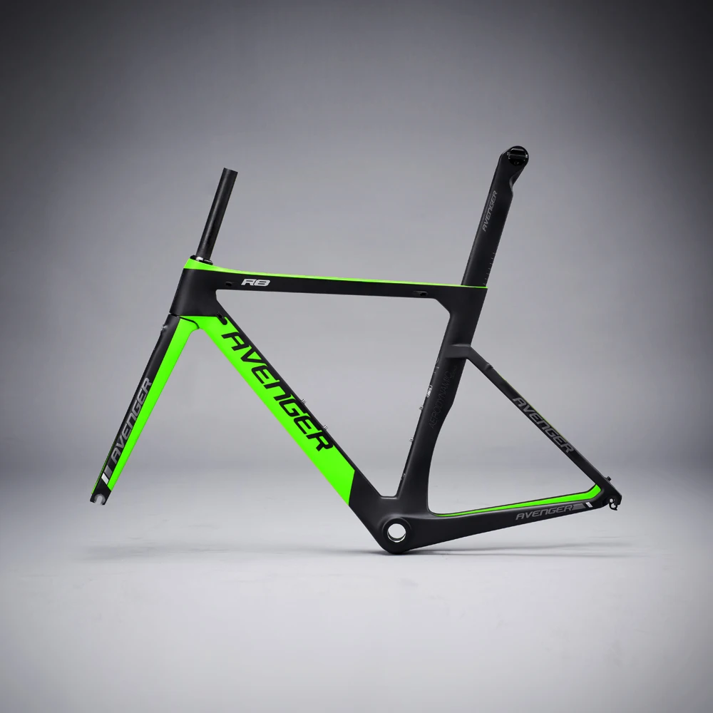 Flash Deal Carbon AERO Road Bike Frame Bicycle Avenger Logo UD Matt Green And Black Painting BB86 R8 Cycling Sports 2