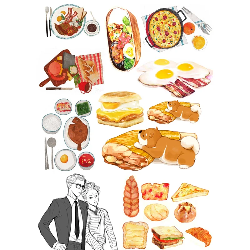 

2 pcs/lot Breakfast Food DIY Waterproof Paper Sticker Flakes Post It Stationery Scrapbook Notebook Planner Stickers