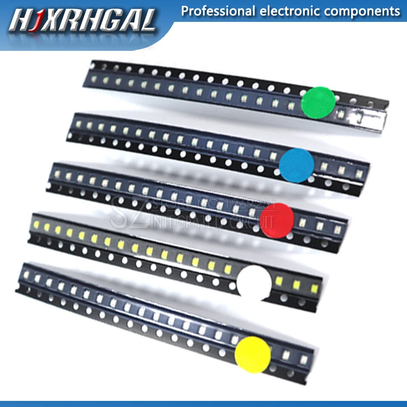 100 шт. 0603 SMD светодиодные комплекты красный желтый синий зеленый белый цвет