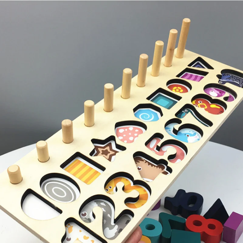  New Arrival Math Toy Wooden Toy Arithmetic Montessori Toy Count Geometric Shape Cognition Early Edu - 4000023331535