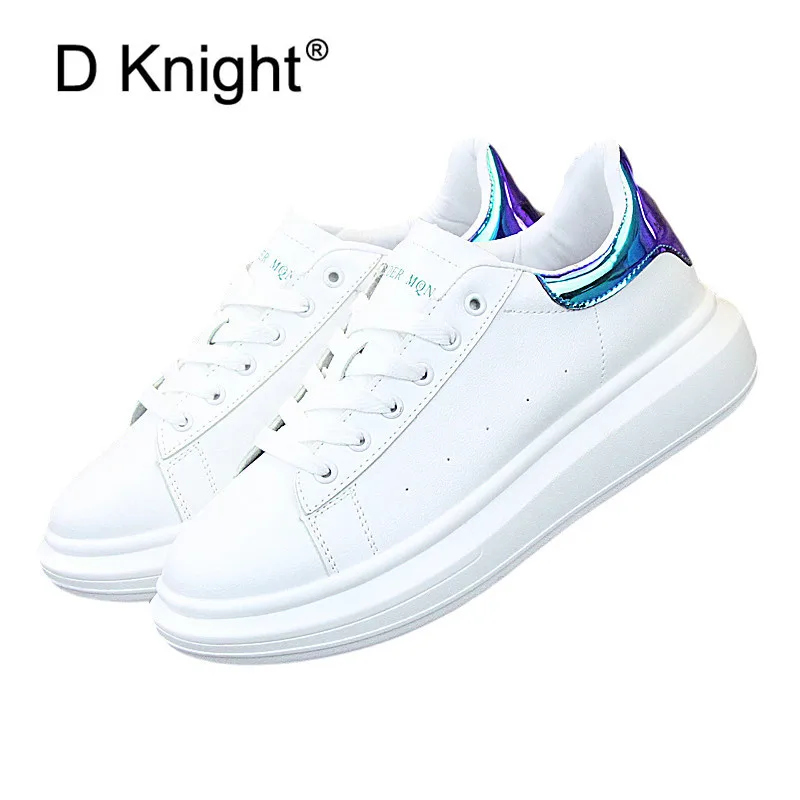 

New 2019 Autumn Fashion Women Casual Shoes Pu Leather Laser Platform Shoes Women Sneakers Ladies White Trainers Chaussure Femme