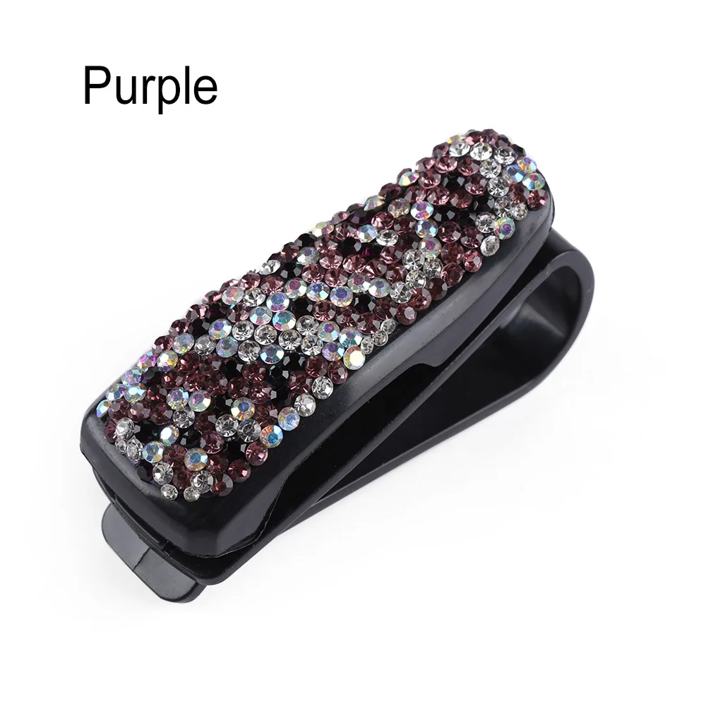 purple Модный автомобиль солнцезащитный козырек солнечные очки, очки карта держатель билета двойные боковые зажимы солнцезащитный козырек аксессуар для машины - Название цвета: purple