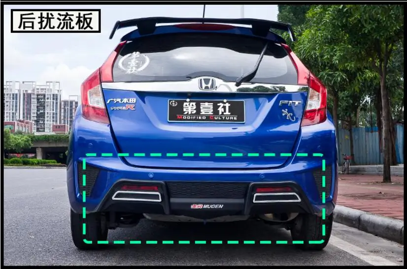 

JIOYNG ABS REAR TRUNK LIP SPOILER DIFFUSER EXHAUST BUMPER PROTECTOR +FOG LAMP COVER FOR Honda FIT/JAZZ GK5 2014 2015 2016 2017