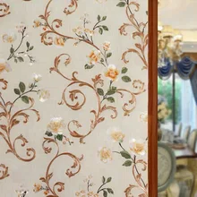 90*200 см 3D тиснение пион оконная Пленка стеклянная наклейка витражная конфиденциальность статическая самоклеющаяся домашняя декоративная пленка для мебели