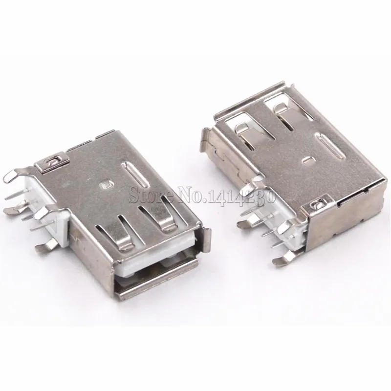 10 Pcs USB Female Type A Port 4-Pin DIP 90 Degree Jack Socket Solder Connector 