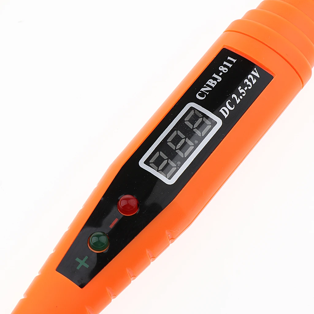 Heavy Duty DC 2.5-32V Digital Electric Circuit Tester Pen Waterproof Car Boat Vehicle Voltage Tester LCD Display Alligator Clip 