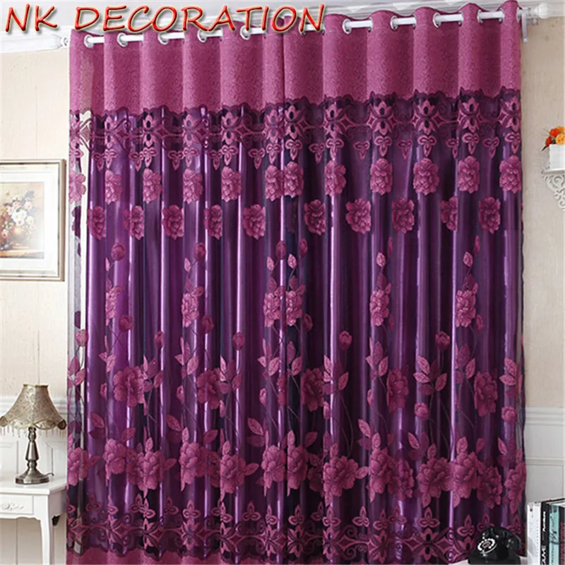 NK украшение 1 м* 2,5 м цветок тюль окно занавески набор затемненные отвесные занавески для гостиной спальни роскошные современные выгорания