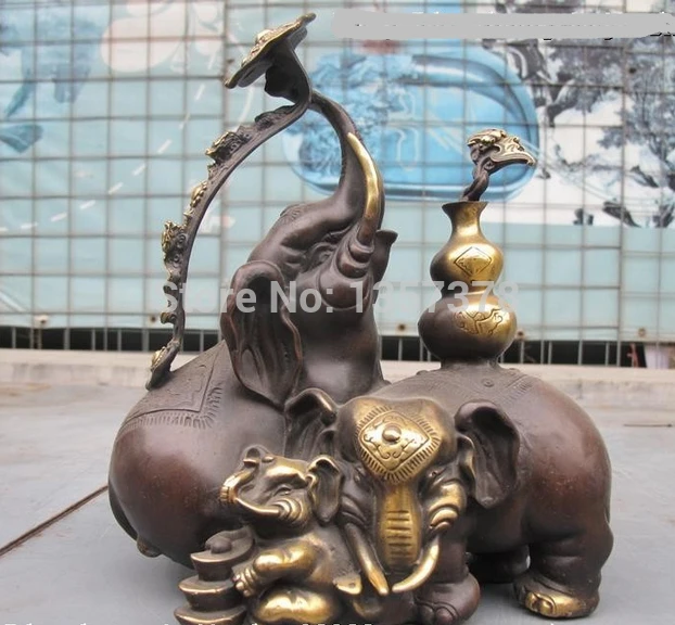 

shitou 00322 10"Tibet Classical Red Bronze Carved Lucky Dragon Ru Yi Wealth Elephant statue discount 30% (C0324)