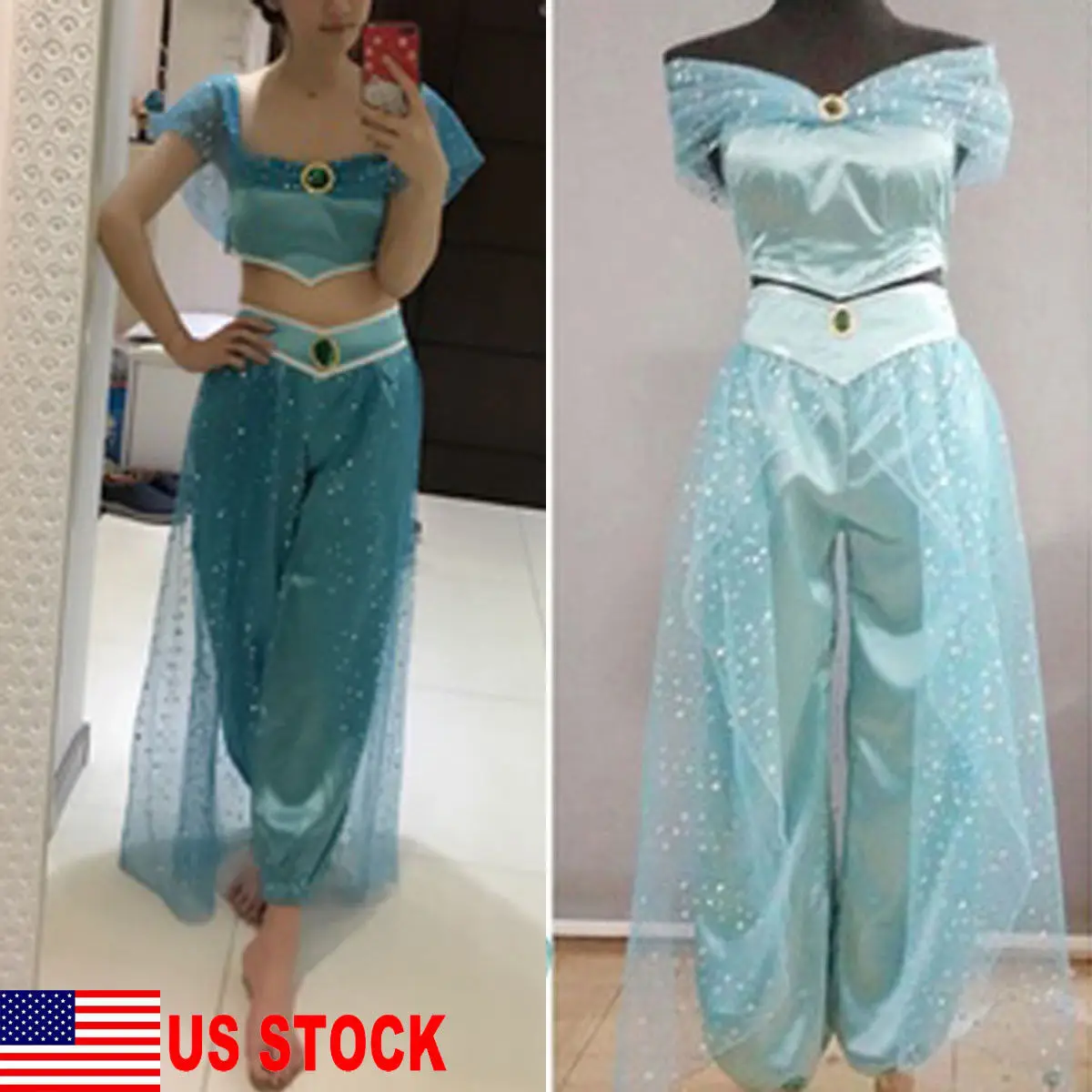 Aladdin Jasmine Princess Anime Cosplay Costumes Women Girl Fancy Dress Up Party Costume Sets Aladdin Jasmine Princess Anime Cosplay Costumes Women Girl Fancy Dress Up Party Costume Sets