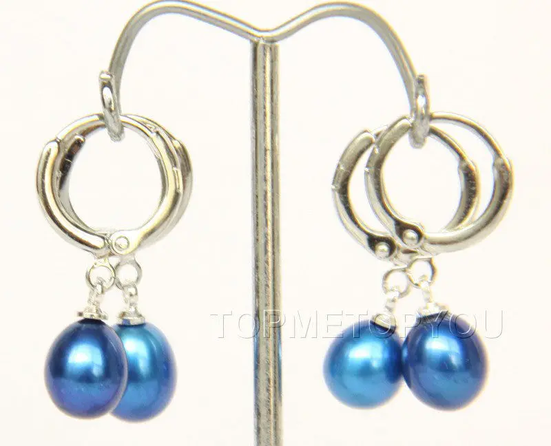 

Free Shipping >>2 piece 10mm drip Dangle sky-blue freshwater pearls Earrings E2649