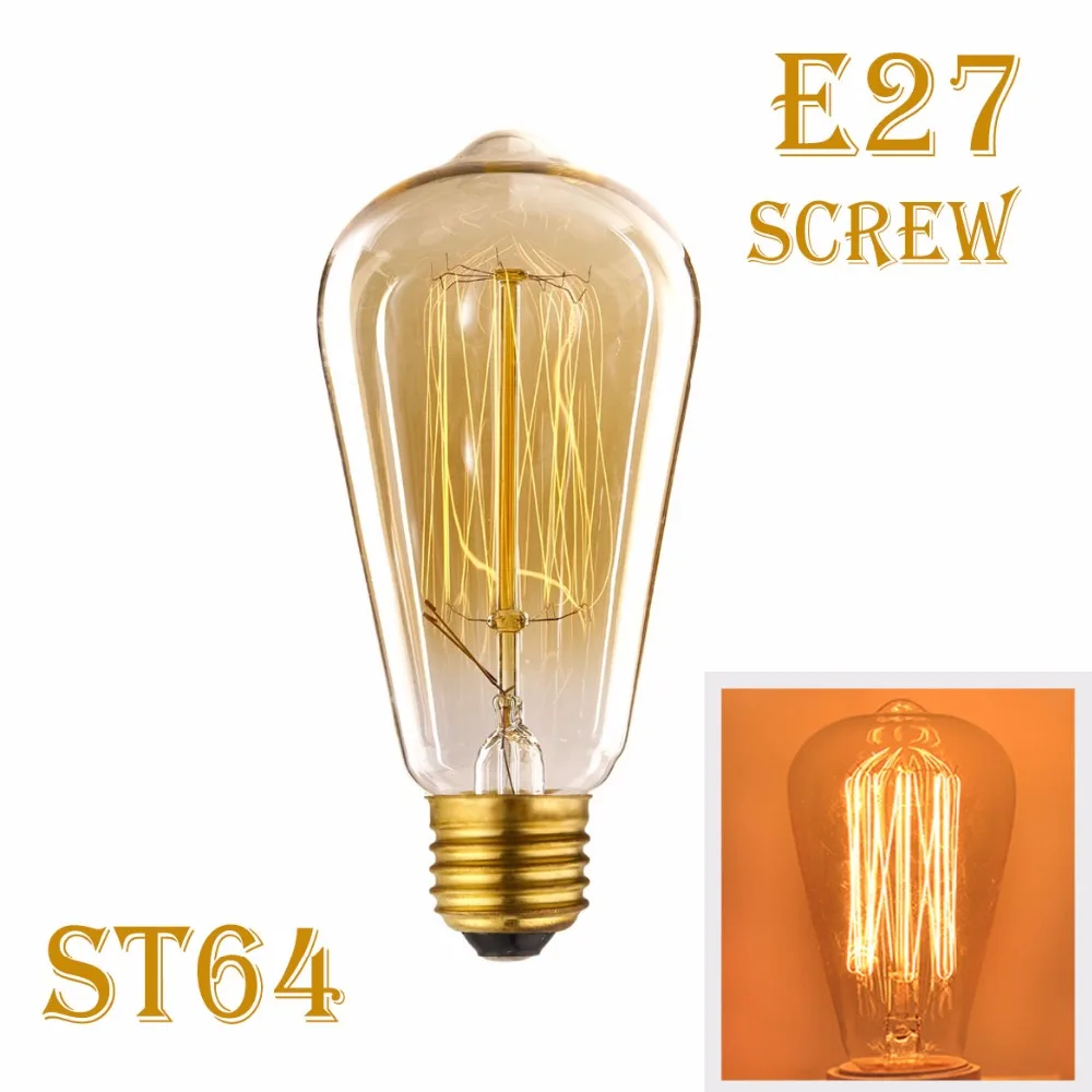 E27 E14 40 Вт 60 винтажный светильник Эдисона лампа C35 пламенная свеча G125 G95 ST64 T45 A19 T10 110
