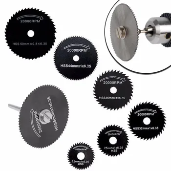

6Pcs HSS Saw Blades Cutting Discs Wheel + 1 Mandrel For Metal Dremel Rotary Tool