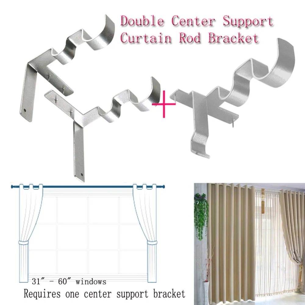 Curtain Rod Bracket Hang Double Center Support Curtain Rod Bracket Into