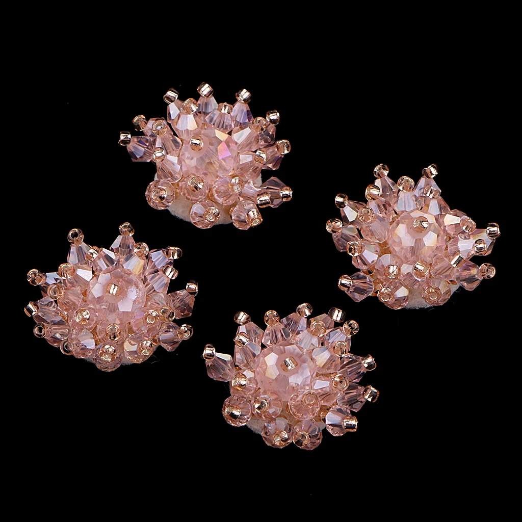 4x Pearl Embellishments Glass Pearl Flower Flatback Pearl Buttons for Wedding Party Home Decoration DIY Sewing Crafts Bow Center