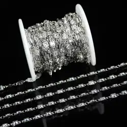 Мм 5 мм, прозрачный белый Циркон граненые квадратные цепи, посеребренные медные звенья ювелирные изделия для браслетов ожерелье