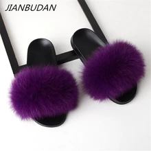 JIANBUDAN Women's Fur Slippers female Cute Plush Fox Hair Fluffy Slippers 2019 Women's Furry Slippers Fluffy Flat Soft shoes JIANBUDAN Women's Fur Slippers female Cute Plush Fox Hair Fluffy Slippers 2019 Women's Furry Slippers Fluffy Flat Soft shoes