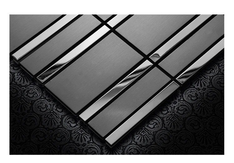 Черная металлическая мозаичная плитка из нержавеющей стали, фоновая настенная плитка для гостиной, крыльца, столовой