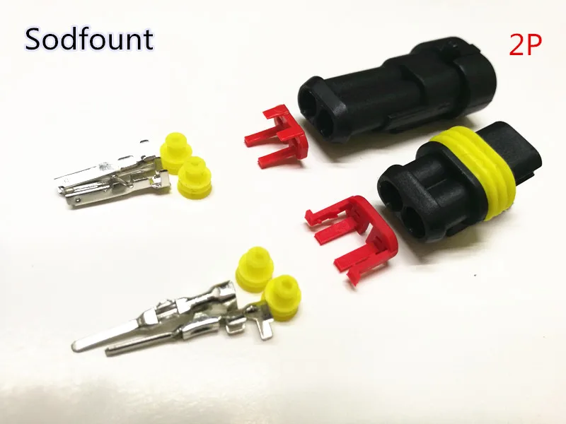 20 Kit 2 Pin Way Sealed Waterproof Electrical Wire Connector Plug Terminal Set
