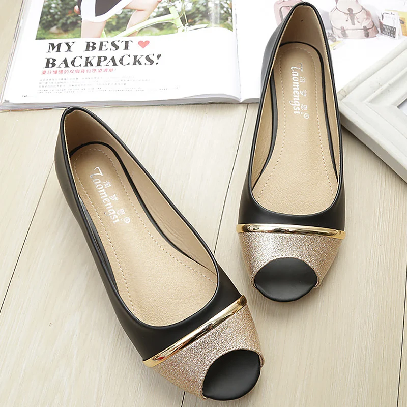 

Flat shoes women slip-on loafers bling boat shoes plus size 34-43 peep toe ladies shoes female slip tenis feminino