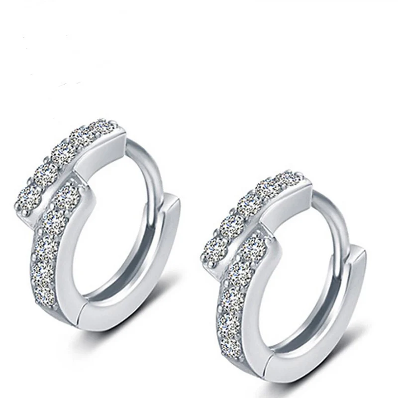 2015 New Good Quality 925 Sterling Silver Earrings For Women Crystal CZ Diamond Jewelry Wedding Vintage jump for woman E436