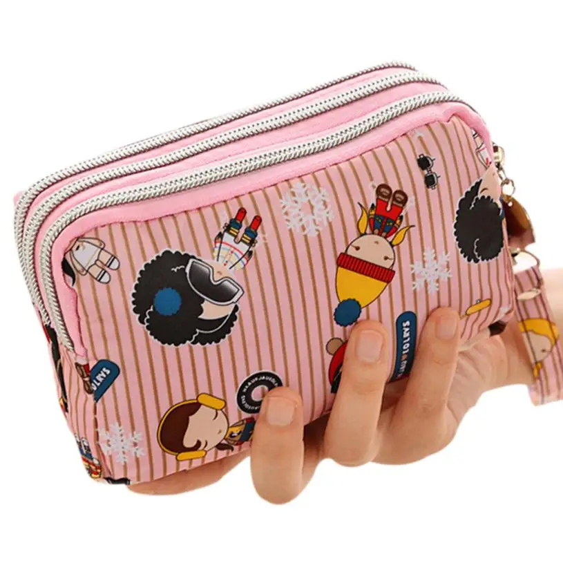 

carteras mujer 2017 Fashion Women Wallets Women Cute Cat Heart Wallet Case Classy Purse Triple Zipper Clutch Bag bolsa feminina