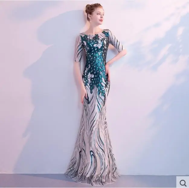 

Bright 2 Colors Sequins Long Dress Women's Birthday Party Celebrate Dress Nightclub Sexy Costume Women Singer Bar Show Dress