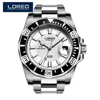 LOREO Mens Watches Top Luxury Brand Diving Series Waterproof 200M Stainless Steel Wristwatches Man Seagull Mechanical Watch