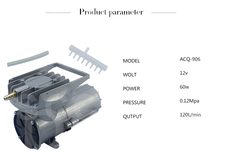 BOYU ACQ-906 ACQ906 DC12V 0.12MPA воздушный насос 60 Вт электромагнитный насос для аквариума пруд аквапоника Гидропоника