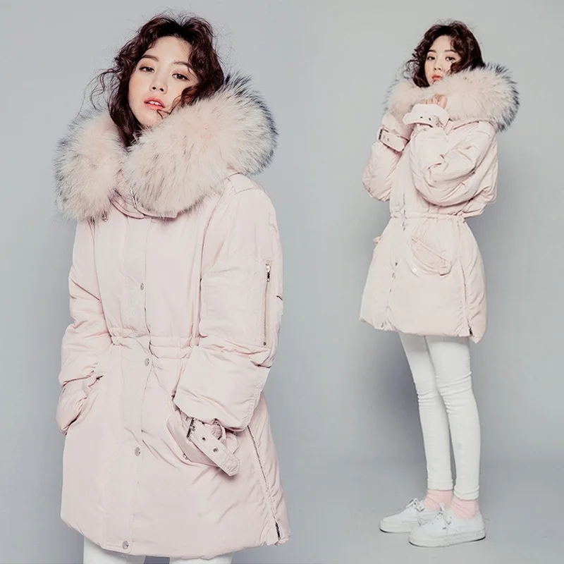 Free Shipping 2016 2016 Winter Down Jacket Women Long Pink Coat Parkas
