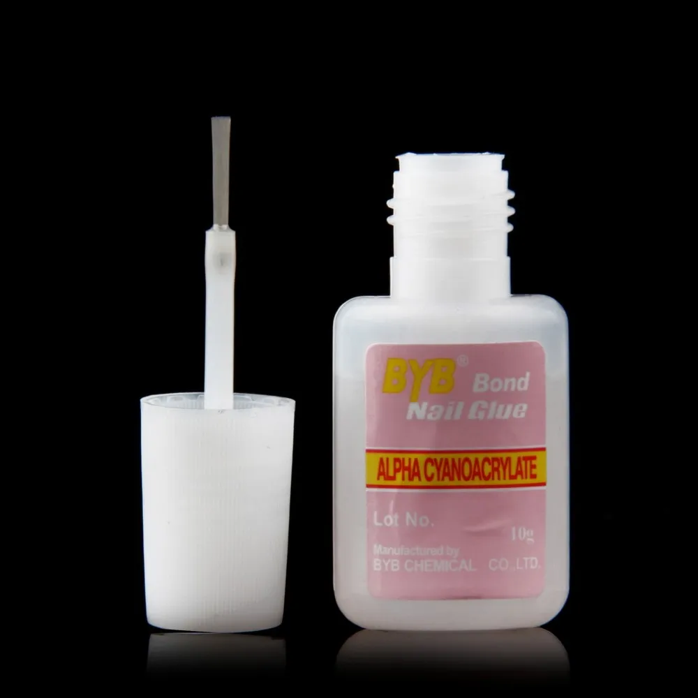 

1 Pcs 10g BYB False Glue Nail Art Tips Glitter Acrylic Decoration with Brush false nail gel glue fake nails nail label