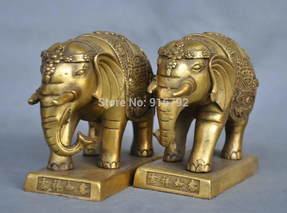 

fast P&P *****5'' China Pure Bronze Pair Elephant Statue