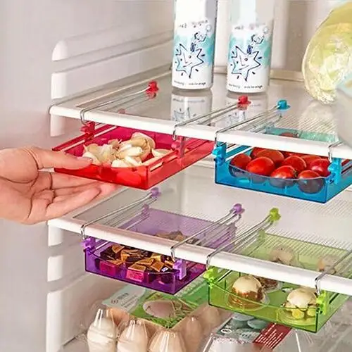 

Kitchen Mini Creative Fridge Storage Shelf Rack Holder Pull-out Drawer Organizer