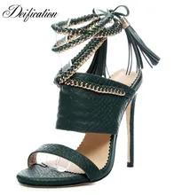 Deification Handmade Ankle Strap Women High Heels Shoes Gold Chains Slingback Women Pumps Lace-Up Fringe Women Gladiator Sandals black rope women white slingback shoes lace up ladies strap sandals female wedge ankle espadrilles pumps tie closed toe designer