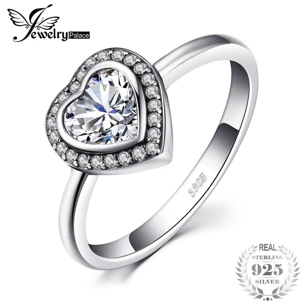 Jewelrypalace Ring for Women 925 Sterling Silver Heart Cubic Zirconia