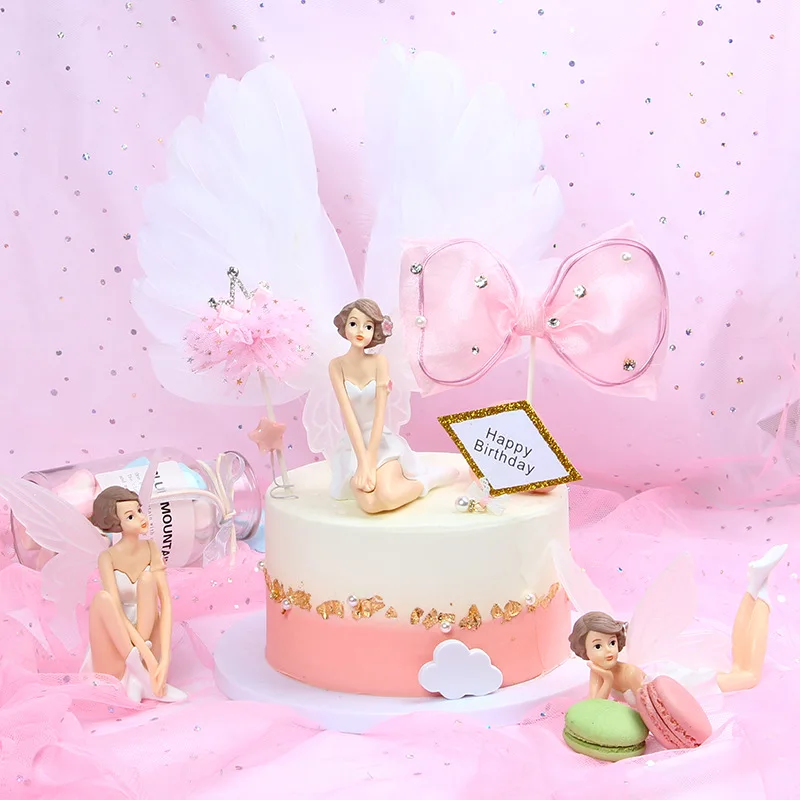 Happy украшение для именинного торта вечерние поставки бантом со стразами Розовая Принцесса десерт украшения украшение торта, выпечки