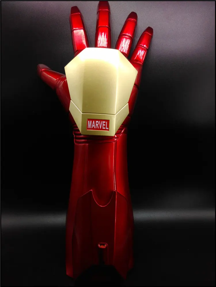 Горячая 1:1 масштаб Железный человек светодиодный светильник перчатки рука фигурка модель игрушки Инфракрасный эмиссионные перчатки косплей костюм вечерние подарок для детей Высокое качество