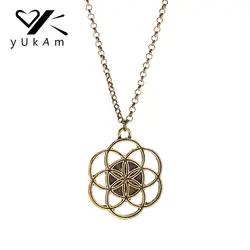 Юкам Boho золото полые мандала цветок жизни подвески ожерелья для мужчин Йога Каббала священный геометрические ожерелья для женщин Jewelry