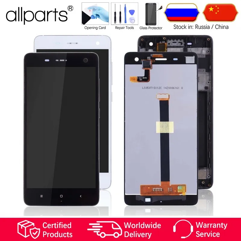 Display For Xiaomi Mi4 Mi 4 LCD Touch Screen Digitizer with Frame Original Replacement Black White 5.0 inch