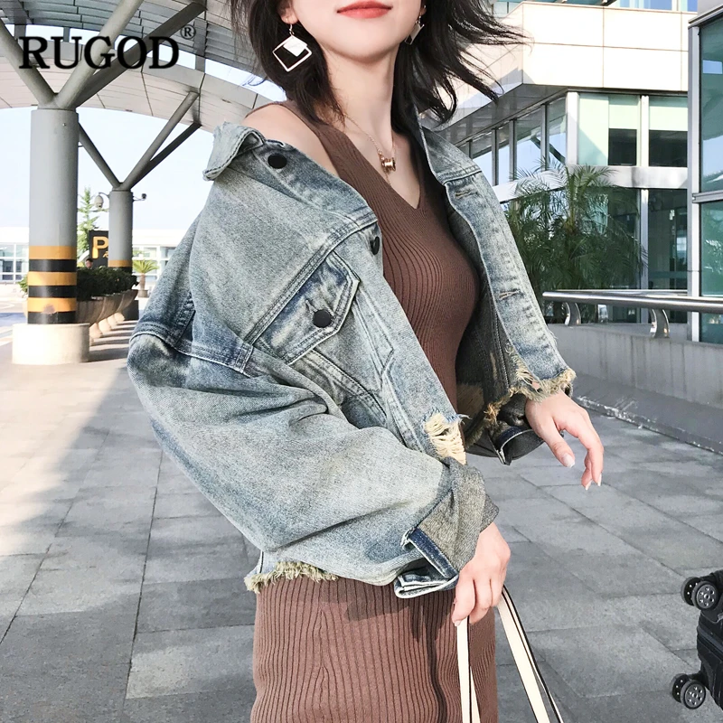 

RUGOD Fashion Jean Jacket Coat Women Long Sleeve Short Jacket Casual Solid Loose Women Top Autumn Winter Clothes casaco feminino
